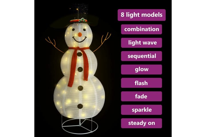 Lumiukko joulukoriste LED-valoilla ylellinen kangas 180 cm - Jouluvalot ulos