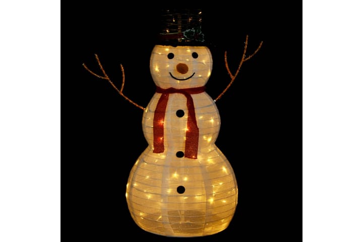 Lumiukko joulukoriste LED-valoilla ylellinen kangas 90 cm - Jouluvalot ulos