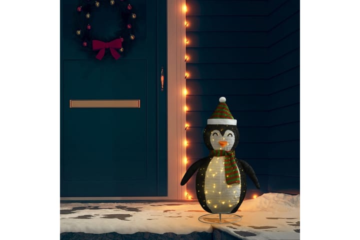 Pingviini joulukoriste LED-valoilla ylellinen kangas 90 cm - Valkoinen - Jouluvalot ulos