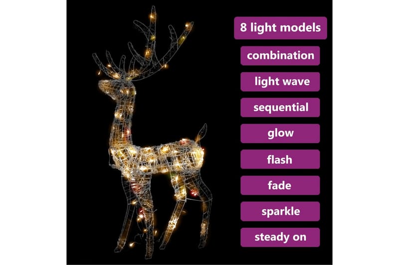 Porojoulukoriste akryyli 140 LED-valoa 128 cm värikäs - Valkoinen - Valaistus - Jouluvalaistus - Jouluvalot ulos