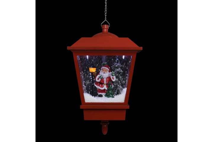 Riippuva valaisin LED-valolla & joulupukilla pun. 27x27x45cm - Jouluvalot ulos