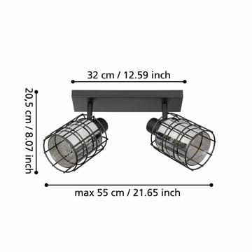 Kohdevalaisin Consaca kahdella lampulla - 34 cm - Valaistus - Hehkulamppu & polttimo - Spottivalaisin & alasvalo - Seinäspotti