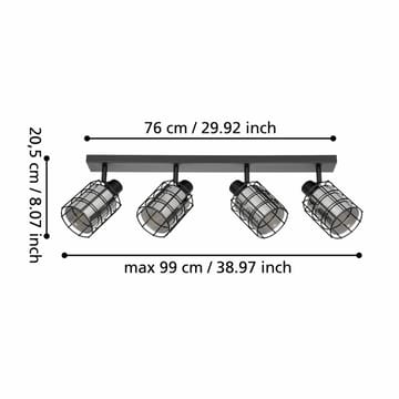 Kohdevalaisin Consaca neljällä lampulla - 78 cm - Valaistus - Hehkulamppu & polttimo - Spottivalaisin & alasvalo - Seinäspotti