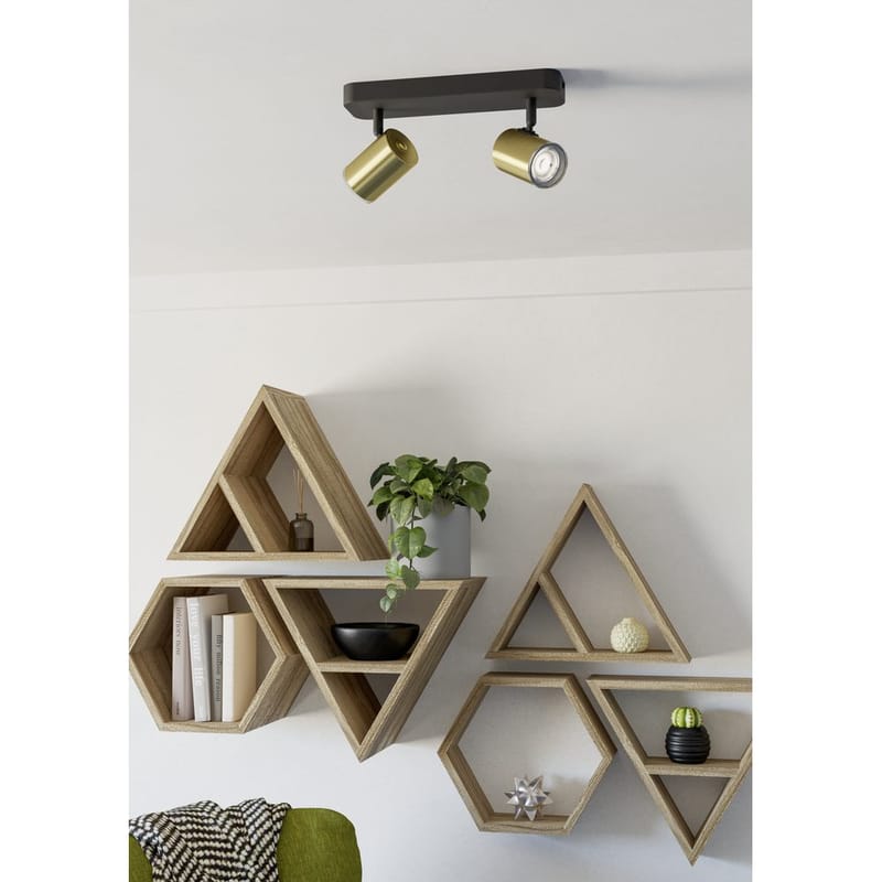 Kohdevalaisin Consuma kahdella lampulla - Musta/Messinki - Valaistus - Hehkulamppu & polttimo - Spottivalaisin & alasvalo - Seinäspotti