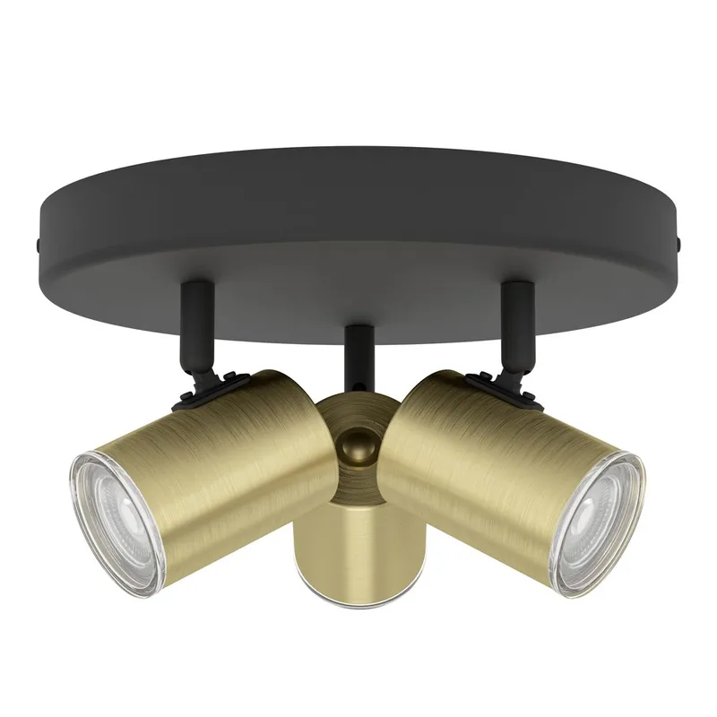 Kohdevalaisin Consuma Pyöreä kolmella lampulla - Musta/Messinki - Valaistus - Hehkulamppu & polttimo - Spottivalaisin & alasvalo - Seinäspotti