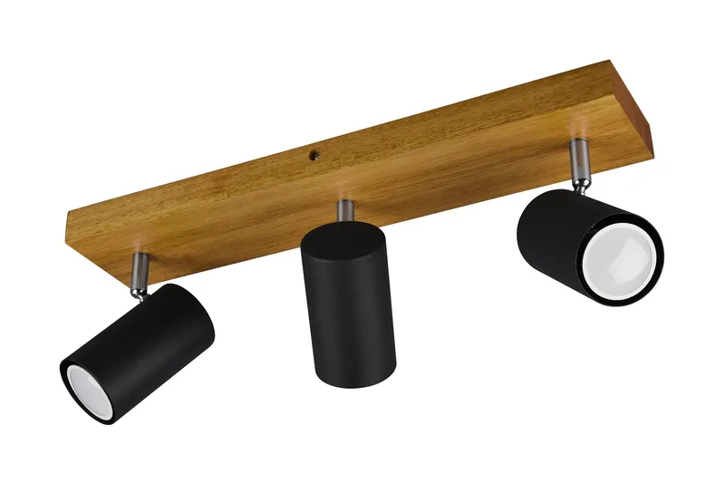 Spotti Marley 3-os. GU10 Mattamusta/Puu - TRIO - Valaistus - Hehkulamppu & polttimo - Spottivalaisin & alasvalo - Kohdevalo kisko