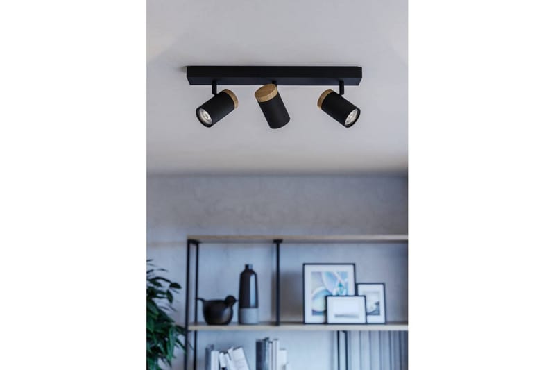 LED-spottilamppu Eglo Cartagena Musta/Puu 3 lamppua - 3 lamppua - Valaistus - Hehkulamppu & polttimo - Spottivalaisin & alasvalo - Seinäspotti