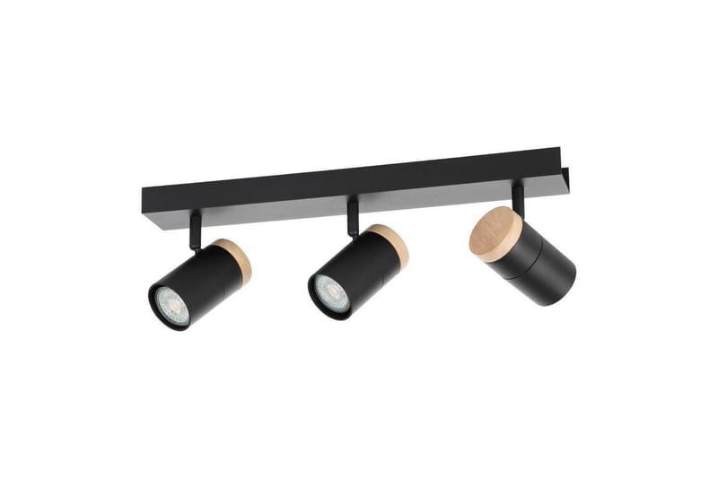 LED-spottilamppu Eglo Cartagena Musta/Puu 3 lamppua - 3 lamppua - Valaistus - Hehkulamppu & polttimo - Spottivalaisin & alasvalo - Seinäspotti