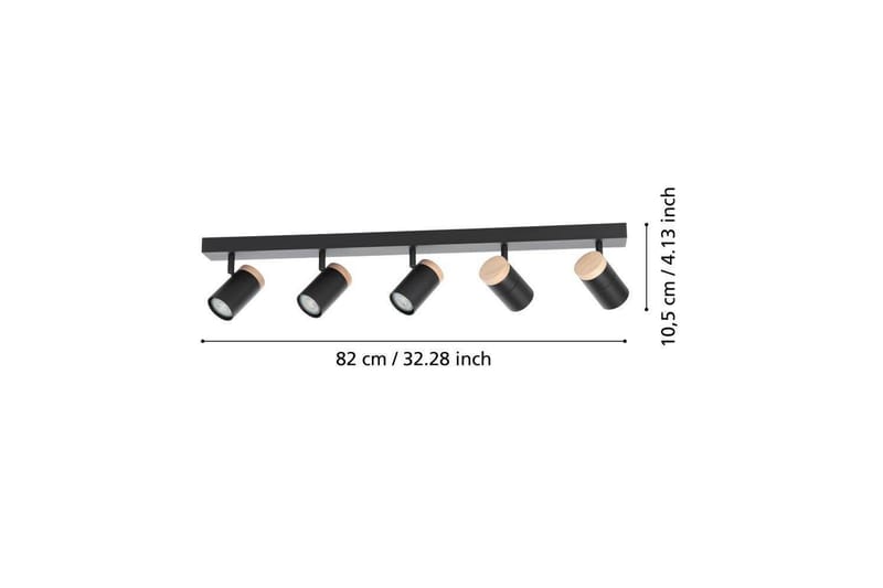 LED-spottilamppu Eglo Cartagena Musta/Puu 5 Lamput - 5 Lamput - Valaistus - Hehkulamppu & polttimo - Spottivalaisin & alasvalo - Seinäspotti