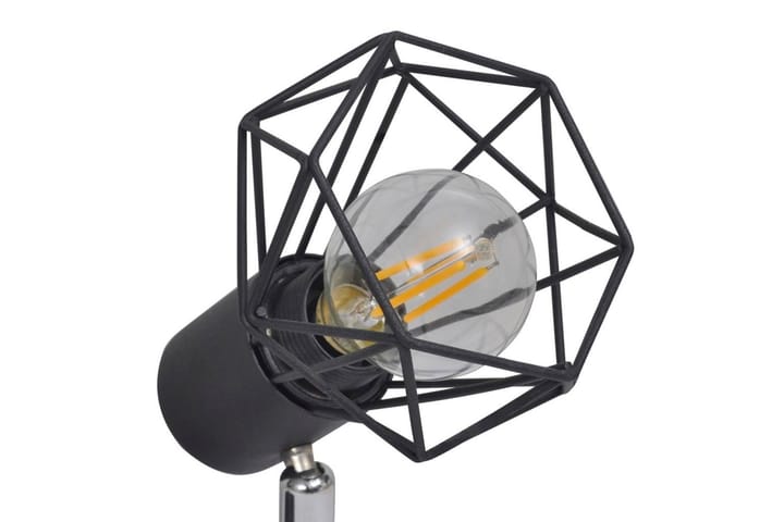 Musta Teollinen Spottilamppu 4 LED Polttimolla - Musta - Kohdevalo kisko