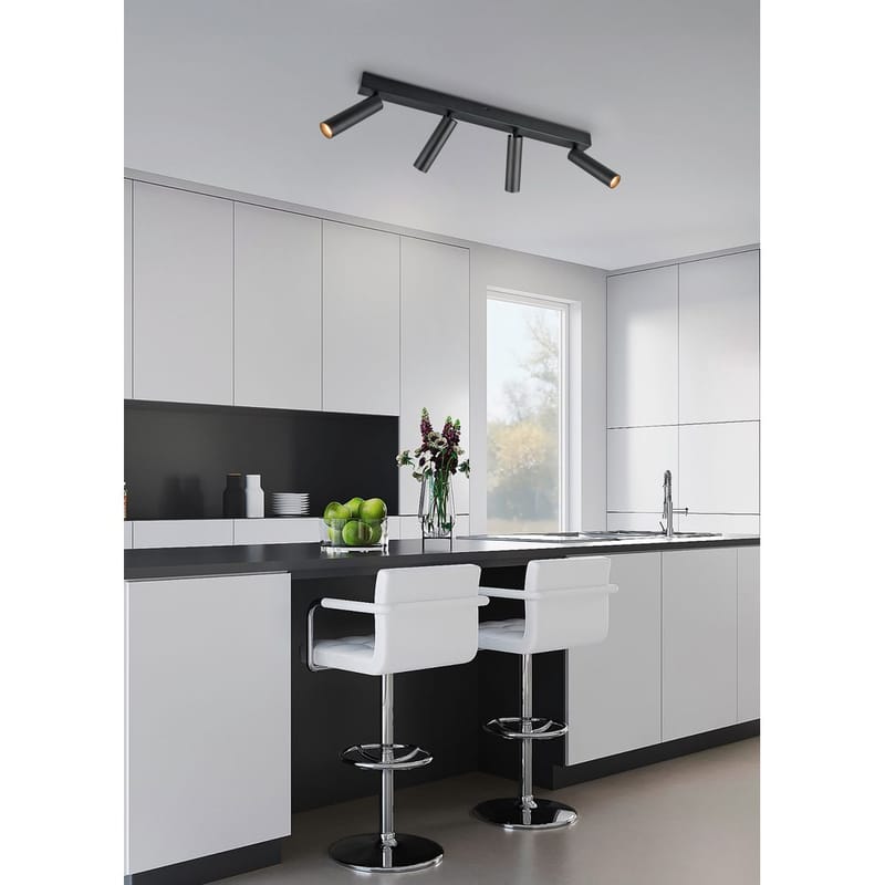 Spotti Ambala - 4 lamppua, 4-osainen, Mattamusta - Valaistus - Hehkulamppu & polttimo - Spottivalaisin & alasvalo - Kohdevalo kisko