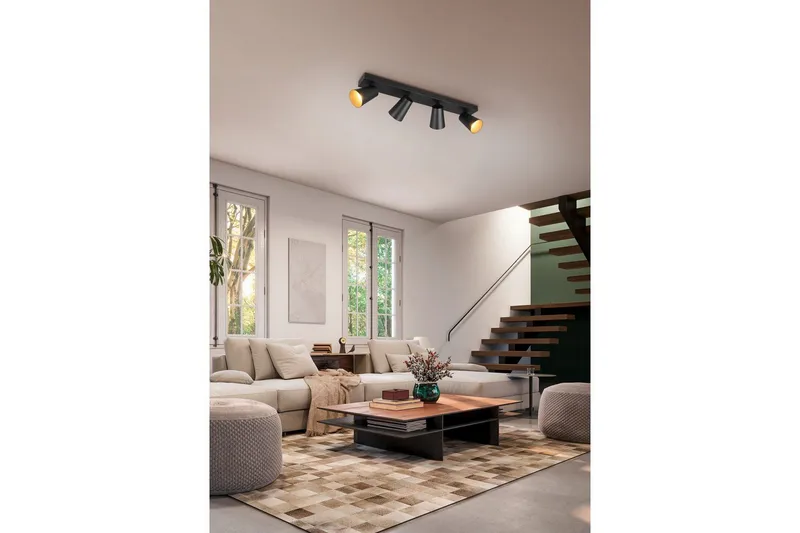 Spotti TRIO Sharp 4-osainen, Mattamusta/kulta - 4-osainen, Mattamusta/kulta - Valaistus - Hehkulamppu & polttimo - Spottivalaisin & alasvalo - Seinäspotti