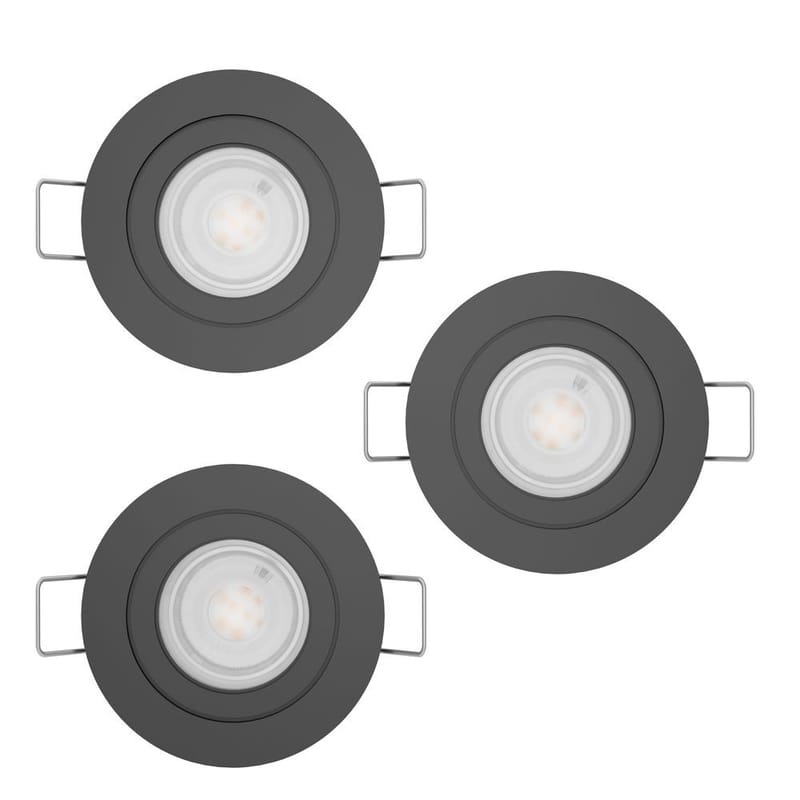 Upotettu Valaisin Barranco 30 mm 3000K Set om 3 - Musta - Valaistus - Hehkulamppu & polttimo - Spottivalaisin & alasvalo - Kattospotti
