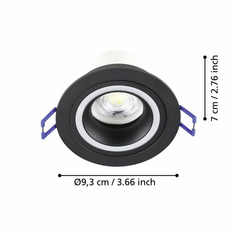 Upotettu Valaisin Carosso 93 mm - Musta - Valaistus - Hehkulamppu & polttimo - Spottivalaisin & alasvalo - Seinäspotti