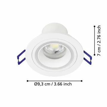 Upotettu Valaisin Carosso 93 mm - Valkoinen - Valaistus - Hehkulamppu & polttimo - Spottivalaisin & alasvalo - Seinäspotti