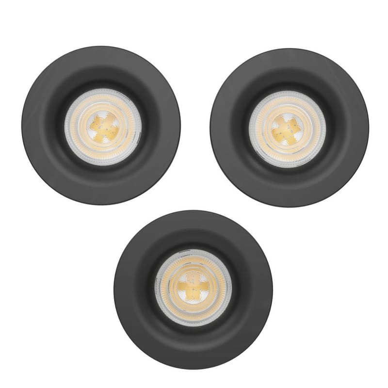 Upotettu Valaisin Salabate 88 mm Setti, 3 kpl - Musta - Valaistus - Hehkulamppu & polttimo - Spottivalaisin & alasvalo - Kattospotti