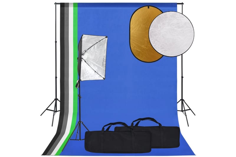 Valokuvastudiosarja softbox-valot, taustakangas ja heijastin - Musta - Valaistus - Hehkulamppu & polttimo - Työvalaistus - Valokuvaus & studiovalaisimet