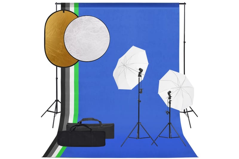 Valokuvastudiosarja valosarja, taustakangas ja heijastin - Musta - Valaistus - Hehkulamppu & polttimo - Työvalaistus - Valokuvaus & studiovalaisimet