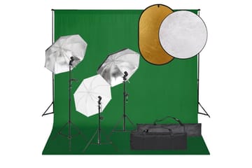 Valokuvastudiosarja valosarja, taustakangas ja heijastin - Musta - Valaistus - Hehkulamppu & polttimo - Työvalaistus - Valokuvaus & studiovalaisimet