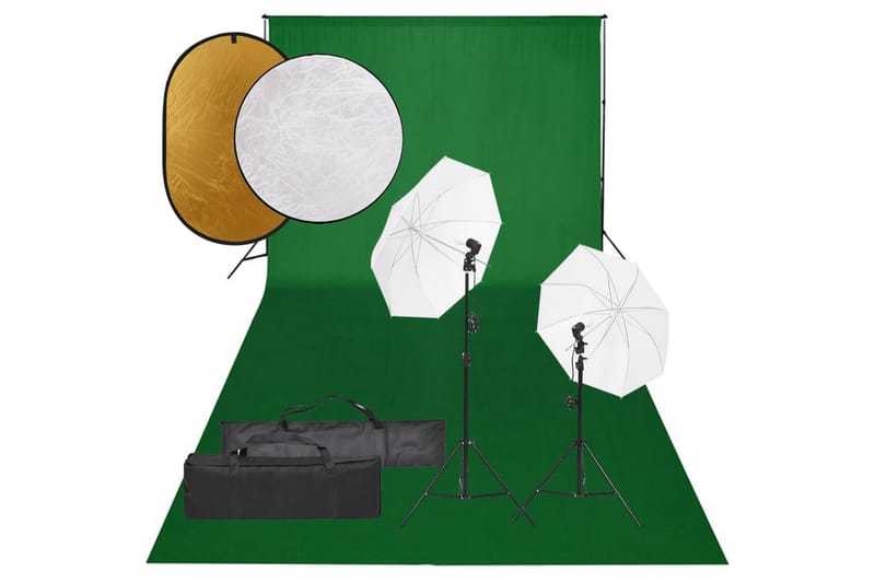 Valokuvastudiosarja valot, taustakangas ja heijastin - Musta - Valaistus - Hehkulamppu & polttimo - Työvalaistus - Valokuvaus & studiovalaisimet