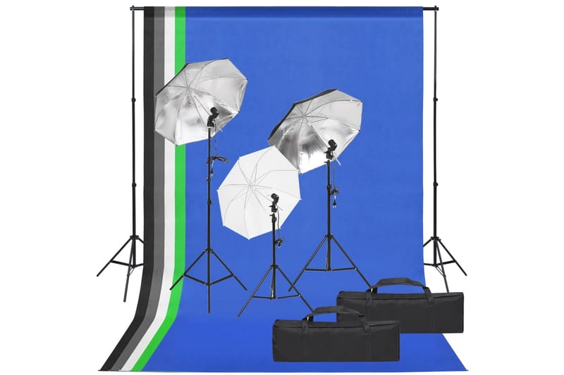 Valokuvastudiosarja valosarjalla ja taustakankaalla - Musta - Valaistus - Hehkulamppu & polttimo - Työvalaistus - Valokuvaus & studiovalaisimet
