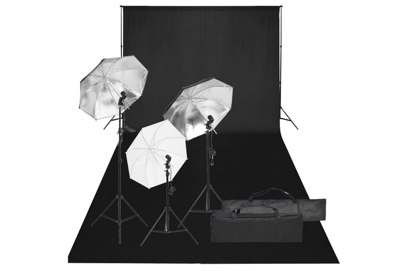 Valokuvastudiosarja valosarjalla ja taustakankaalla - Musta - Valaistus - Hehkulamppu & polttimo - Työvalaistus - Valokuvaus & studiovalaisimet