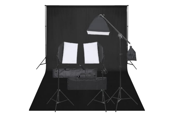 Valokuvastudiosarja valosarjalla ja taustakankaalla - Musta - Valokuvaus & studiovalaisimet