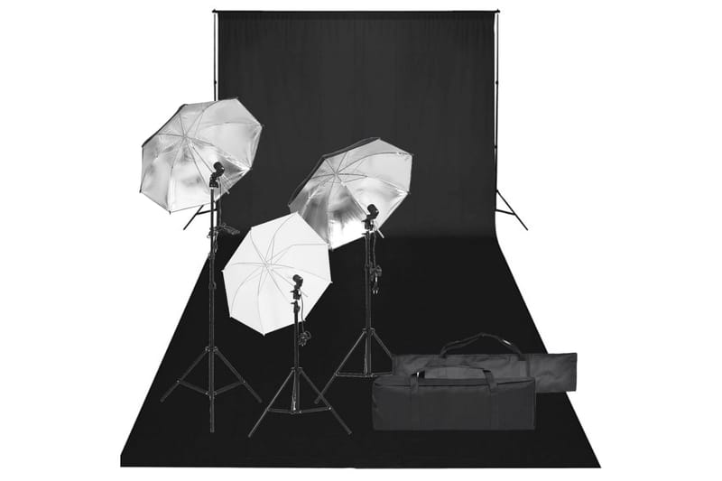 Valokuvastudiosarja valosarjalla ja taustakankaalla - Musta - Valaistus - Hehkulamppu & polttimo - Työvalaistus - Valokuvaus & studiovalaisimet