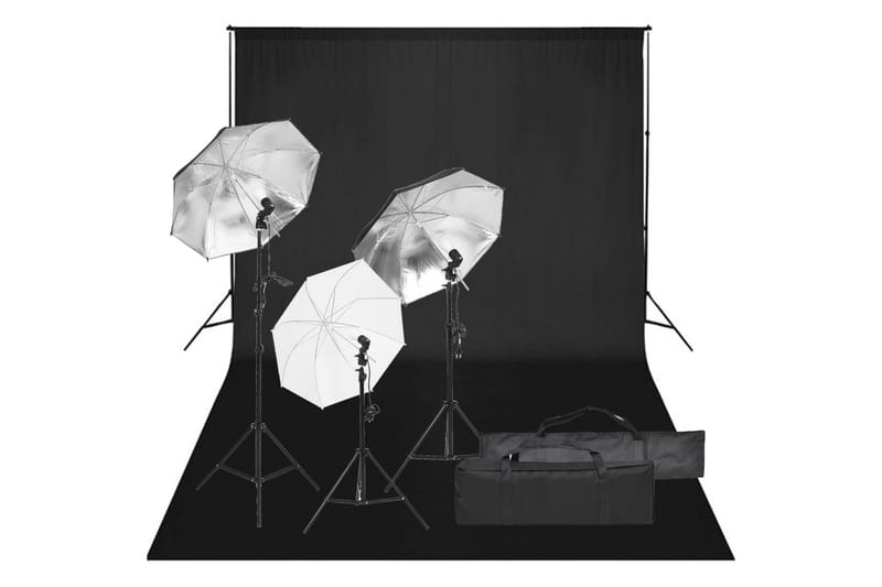 Valokuvastudiosarja valosarjalla ja taustakankaalla - Musta - Valaistus - Hehkulamppu & polttimo - Työvalaistus - Valokuvaus & studiovalaisimet