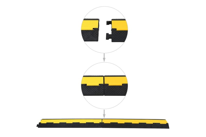 Kaapelisuojarampit 2 kourulla 2 kpl kumi 101,5 cm - Keltainen - Lattia - Johtosuoja