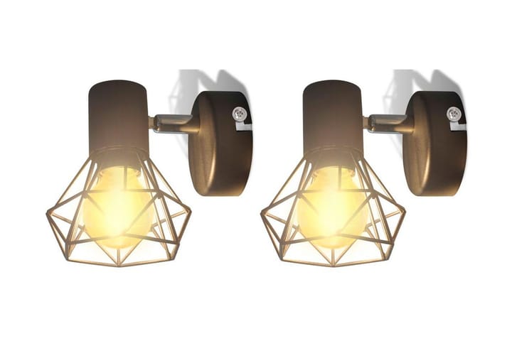 2 x Musta Teollinen Seinälamppu LED Polttimolla - Musta - Seinävalaisin - Kaarivalaisin - PH lamppu - Verkkovalaisin - Seinävalaisin makuuhuone - Lightbox - Tiffanylamppu - Riisipaperivalaisin