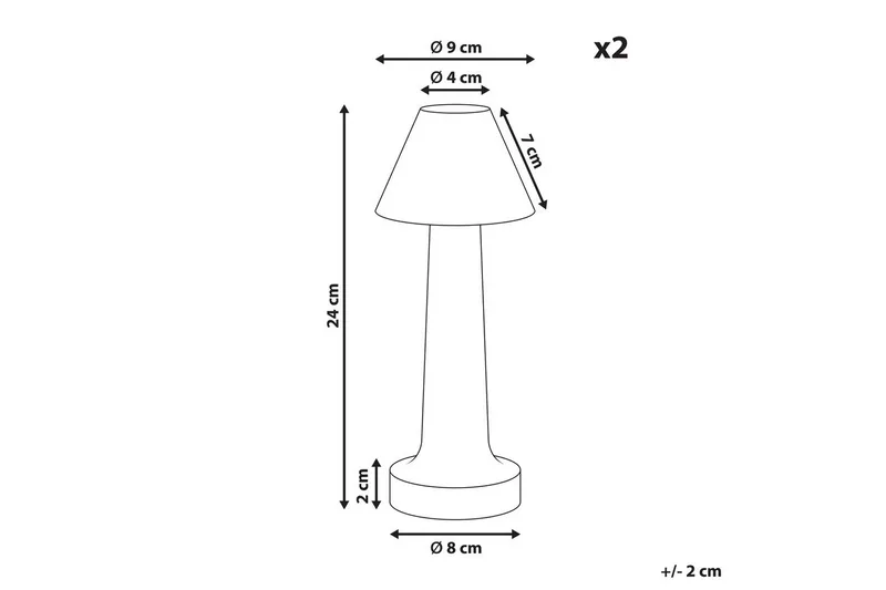 Adasi LED Pöytävalaisin 2 kpl 24 cm - Musta - Valaistus - Sisävalaistus & lamput - Erikoisvalaisin - Riisipaperivalaisin