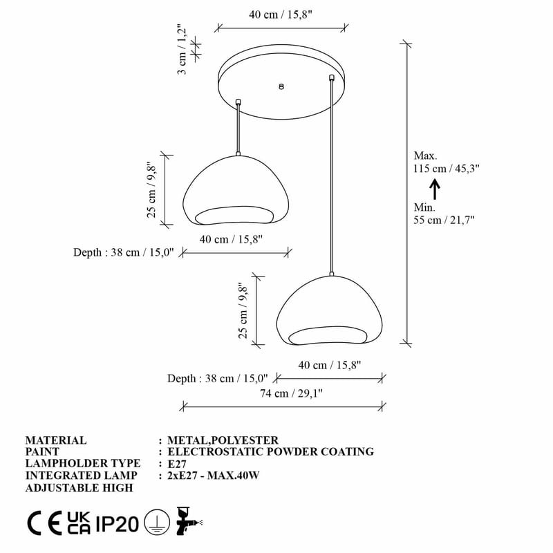 Kaolins riippuvalaisin - Valaistus - Sisävalaistus & lamput - Erikoisvalaisin - Riisipaperivalaisin