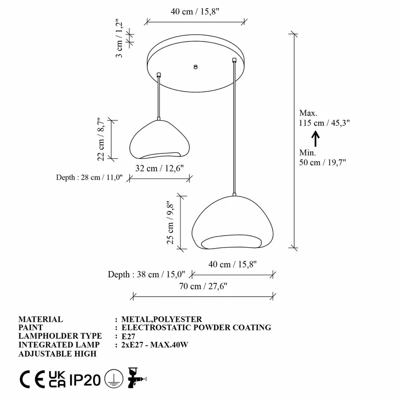 Kaolins riippuvalaisin - Valaistus - Sisävalaistus & lamput - Erikoisvalaisin - Riisipaperivalaisin