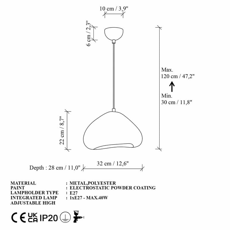 Kaolins riippuvalaisin - Valaistus - Sisävalaistus & lamput - Erikoisvalaisin - Riisipaperivalaisin