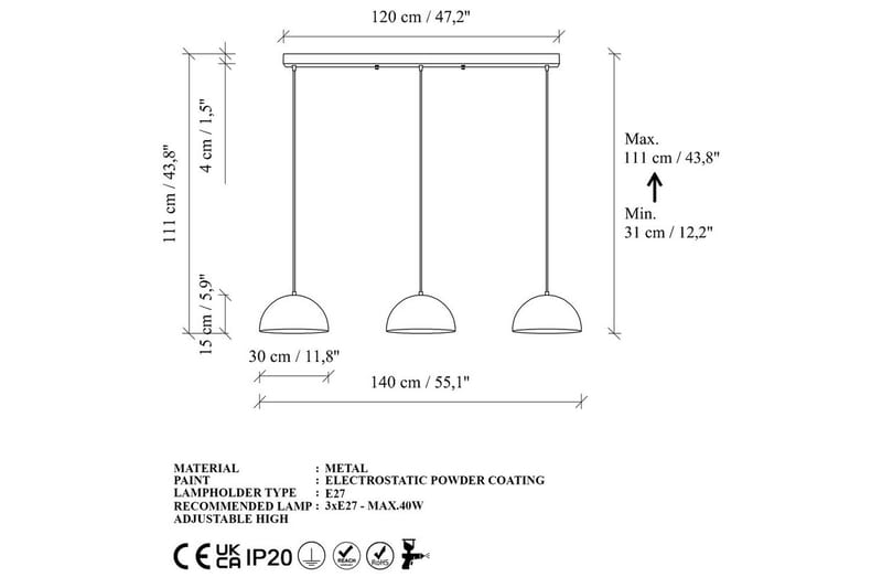 Kattokruunu Brena Kulta Kolme Kantaa - 140 x 30 x 111 cm - Valaistus - Sisävalaistus & lamput - Erikoisvalaisin - Riisipaperivalaisin