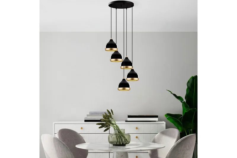 Kattokruunu Soodni Viisi Ympyrää Musta - Musta - Valaistus - Sisävalaistus & lamput - Erikoisvalaisin - Riisipaperivalaisin