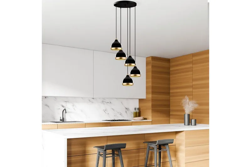 Kattokruunu Soodni Viisi Ympyrää Musta - Musta - Valaistus - Sisävalaistus & lamput - Erikoisvalaisin - Riisipaperivalaisin