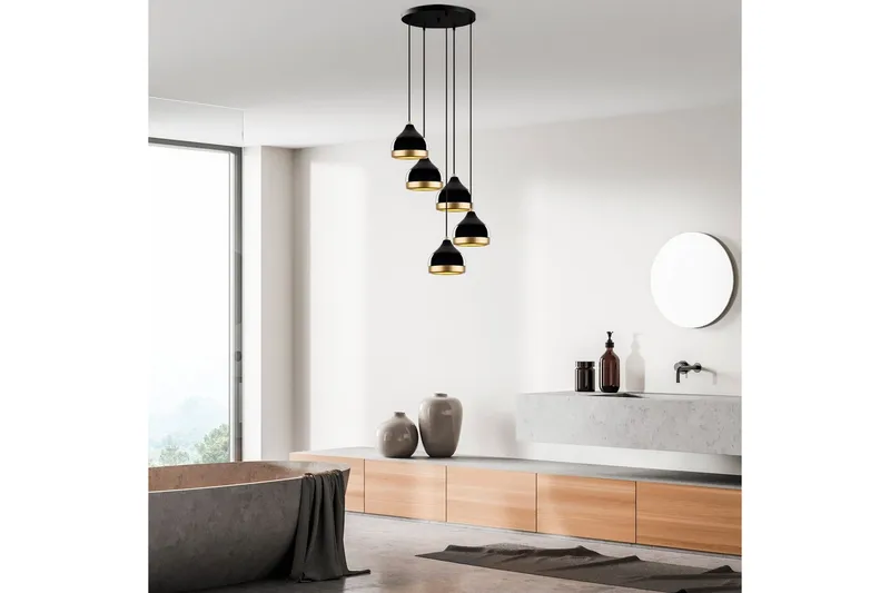 Kattokruunu Soodni Viisi Ympyrää Musta - Musta - Valaistus - Sisävalaistus & lamput - Erikoisvalaisin - Riisipaperivalaisin