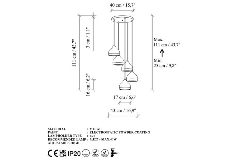 Kattokruunu Soodni Viisi Ympyrää Valkoinen - Valkoinen - Valaistus - Sisävalaistus & lamput - Erikoisvalaisin - Riisipaperivalaisin