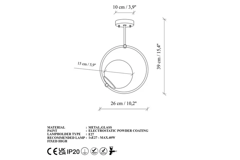 Kattovalaisin Dolcer Kulta - Kulta - Valaistus - Sisävalaistus & lamput - Erikoisvalaisin - Riisipaperivalaisin