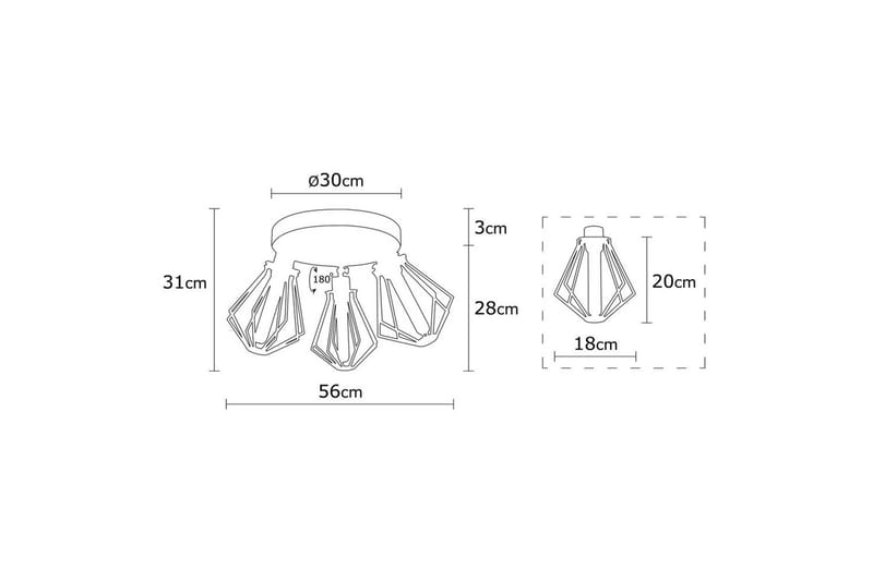 Kattovalaisin Hillmere Musta / Kulta - Kulta/Musta - Valaistus - Sisävalaistus & lamput - Erikoisvalaisin - Tiffanylamppu