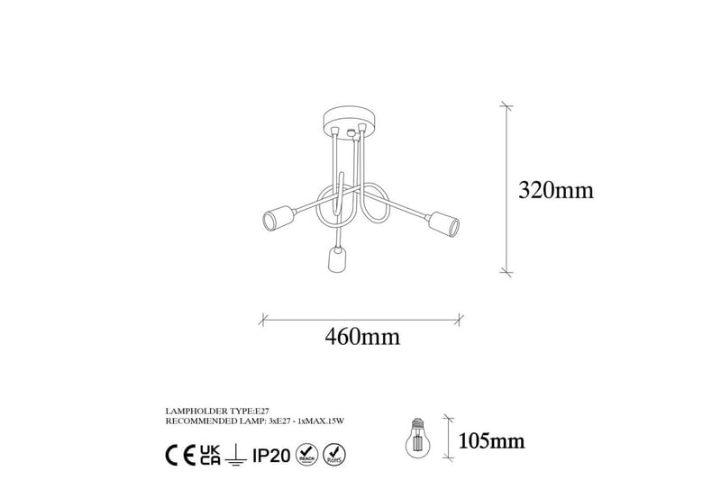 Kattovalaisin Ranju Musta / Antiikkinen Kolme pistorasiaa - Kolme pistorasiaa - Valaistus - Sisävalaistus & lamput - Erikoisvalaisin - Riisipaperivalaisin