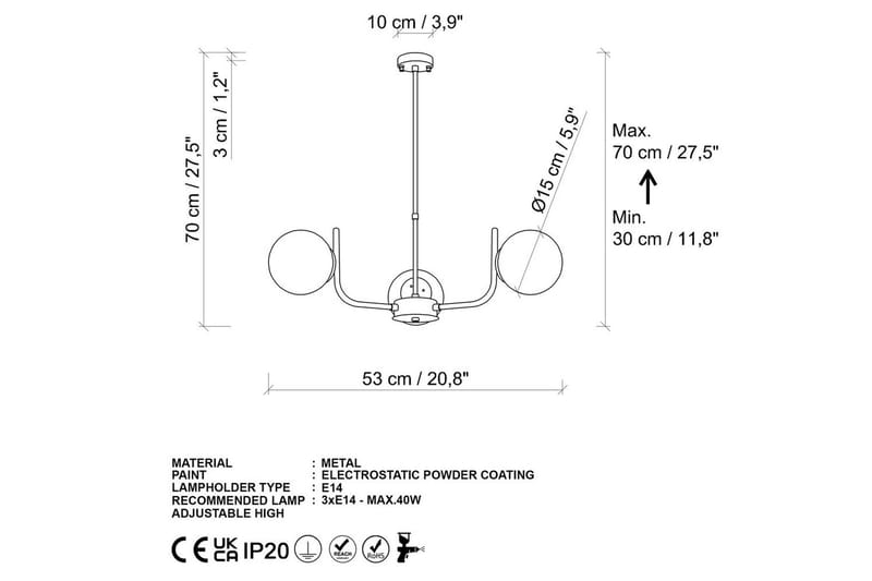 Kattovalaisin Sarvi Musta - Musta - Valaistus - Sisävalaistus & lamput - Erikoisvalaisin - Riisipaperivalaisin