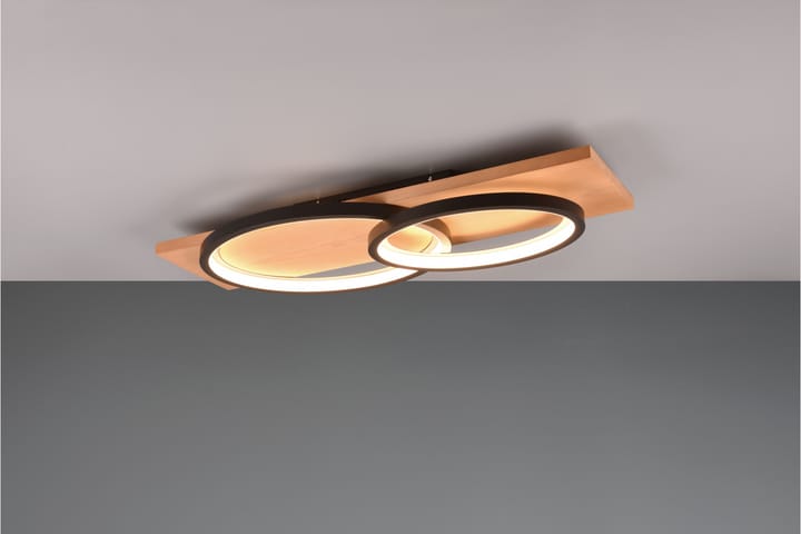 LED-Kattovalaisin Barca 2-os Mattamusta/Puu - TRIO - Tiffanylamppu - Olohuoneen valaisin - Plafondit - Kattovalaisin