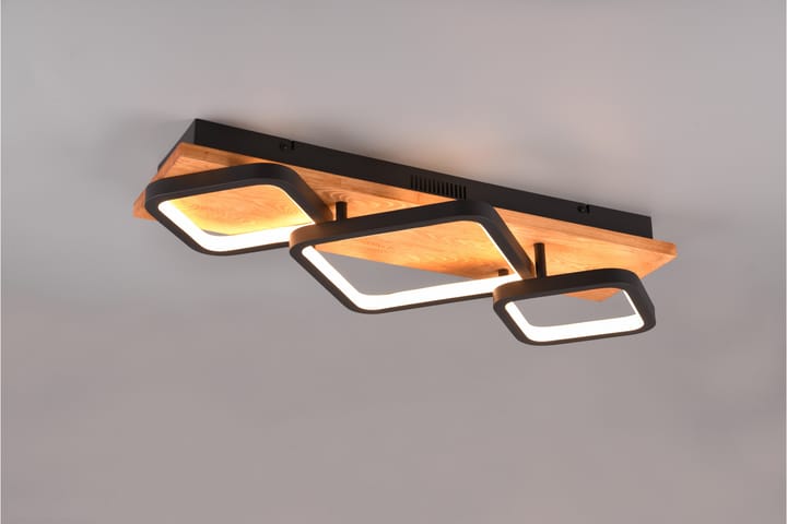 LED-Kattovalaisin Rama 3-os Mattamusta/Puu - TRIO - Tiffanylamppu - Olohuoneen valaisin - Plafondit - Kattovalaisin