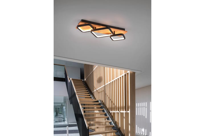 LED-Kattovalaisin Rama 3-os Mattamusta/Puu - TRIO - Tiffanylamppu - Olohuoneen valaisin - Plafondit - Kattovalaisin