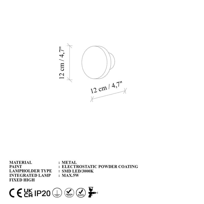 Loomba seinävalaisin 12 cm pyöreä - Valaistus - Sisävalaistus & lamput - Erikoisvalaisin - Riisipaperivalaisin