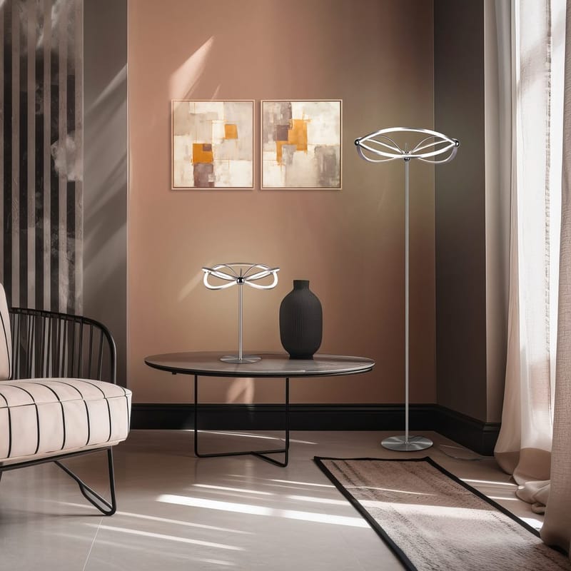 Pöytävalaisin Charivari - Harjattu teräs - Valaistus - Sisävalaistus & lamput - Erikoisvalaisin - Riisipaperivalaisin