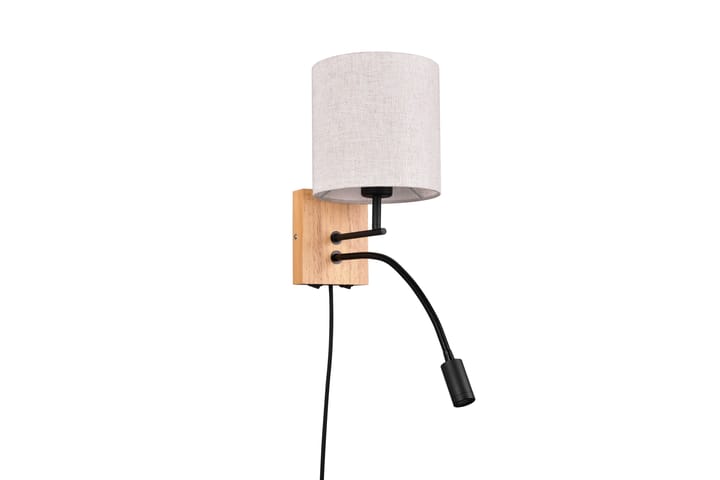 Seinävalaisin Nilam Lukuvalolla 18cm LED+ E27 Luonnonpuu - TRIO - Seinävalaisin - Kaarivalaisin - PH lamppu - Verkkovalaisin - Seinävalaisin makuuhuone - Lightbox - Tiffanylamppu - Riisipaperivalaisin